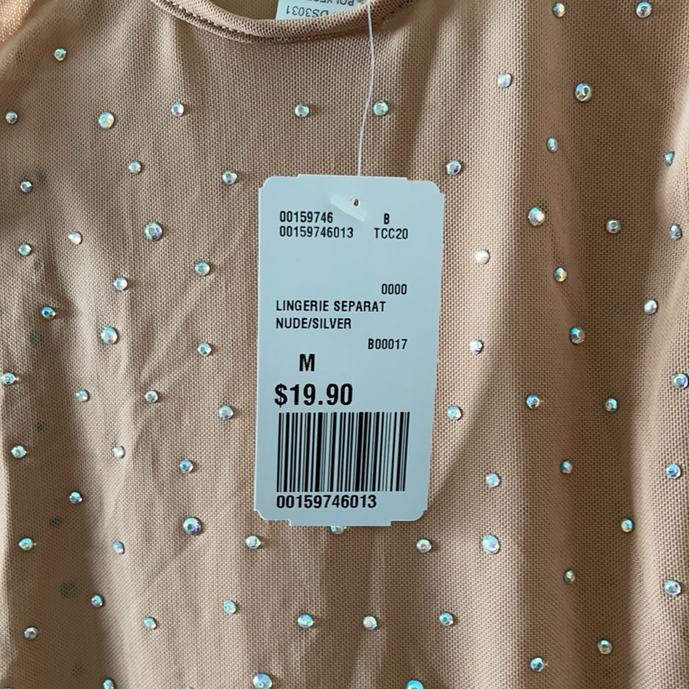 Forever 21 Rhinestone Sheer Mesh Bodysuit - NWT, M - Picture 7 of 7